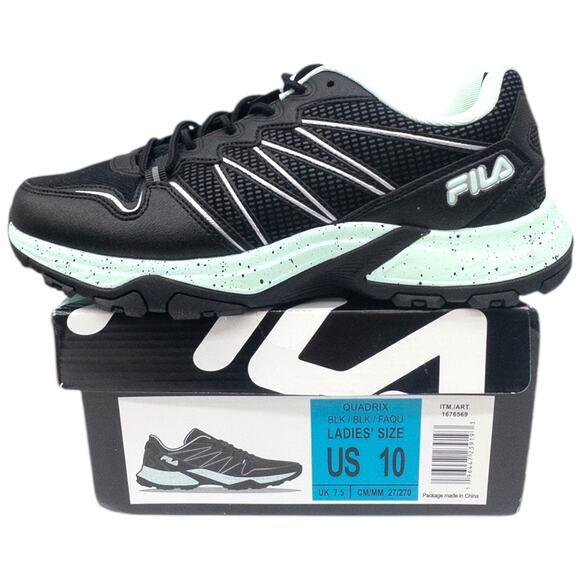 Fila Shoes - Fila Quadrix Women's Trail Running Hiking Shoes Black Aqua Size 10